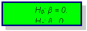 Text Box: H0: β = 0.   Ha: β ≠0.   